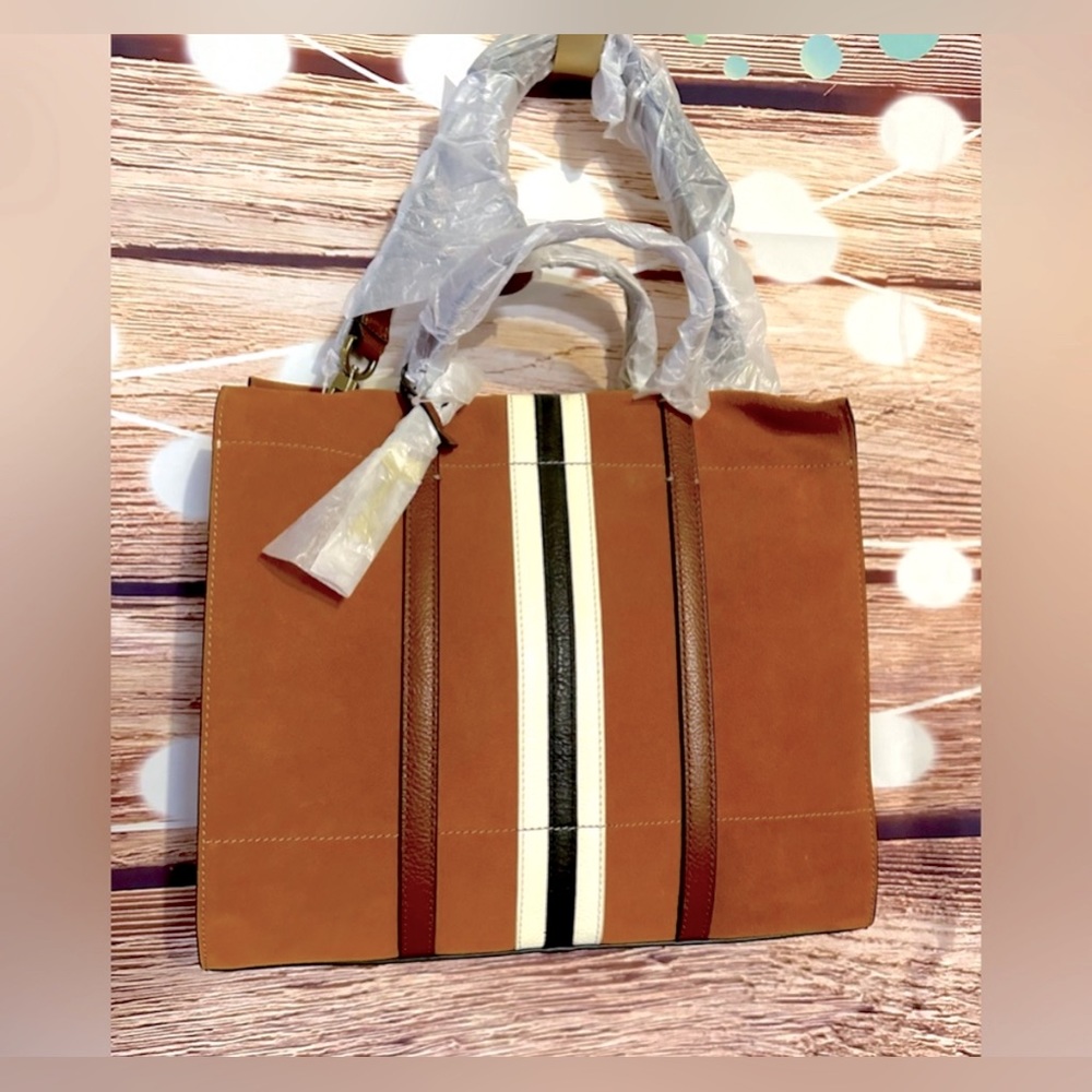 FOSSIL Carmen Shopper Shoulder & Crossbody Strap Included - Caramel Color - Picture 3 of 14